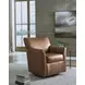Braydunn Caramel Leather Upholstered Swivel Glider Accent Chair