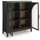 Armenleigh Black and Brown 2 Glass Door Bar Cabinet