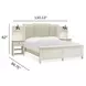 Willowbrook Egg Shell White and Cream King Upholstered Wall Panel Bed with 2 Nightstand and USB Charging