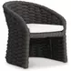 Salinas Dark Umber and White Performance Fabric Outdoor Arm Chair