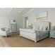 Summer Creek Blue and White Upholstered King Sleigh Bed