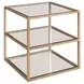 Hidden Treasures Gold Square Glass Top Abstact Tiered End Table