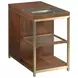 Jenkins Medium Stain and Gold Rectangular Glass Top Chairside Table