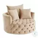 Zunyas Beige Velvet Accent Chair with Swivel