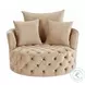 Zunyas Beige Velvet Accent Chair with Swivel
