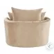 Zunyas Beige Velvet Accent Chair with Swivel