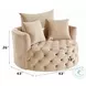 Zunyas Beige Velvet Accent Chair with Swivel
