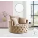 Zunyas Beige Velvet Accent Chair with Swivel