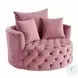 Zunyas Pink Velvet Accent Chair with Swivel