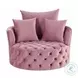 Zunyas Pink Velvet Accent Chair with Swivel