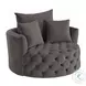 Zunyas Gray Velvet Accent Chair with Swivel