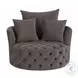 Zunyas Gray Velvet Accent Chair with Swivel