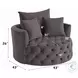 Zunyas Gray Velvet Accent Chair with Swivel