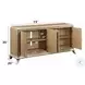 Dodie Oak Sunburst Pattern and Taupe Champagne 4 Door Console Cabinet