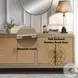 Dodie Oak Sunburst Pattern and Taupe Champagne 4 Door Console Cabinet
