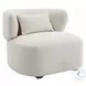 Darius Beige Boucle Accent Chair with Pillow