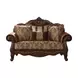 Jardena Fabric and Cherry Oak 69" Loveseat with 4 Pillows