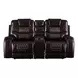 Braylon Brown Reclining 78" Loveseat with Console and Nailhead Trim