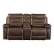 Aashi Brown Leather Reclining 78" Loveseat with Console