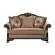 Chateau De Ville Fabric and Espresso 69" Loveseat with 3 Pillows