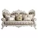 Vanaheim Beige and Gold 97" Sofa with Nailhead Trim