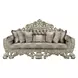 Sorina Beige and Antique Gold 99" Sofa with Pillows and Nailhead Trim