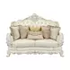 Adara Pearl White 70" Loveseat with Pillows and Nailhead Trim