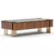 Altura Smoked Walnut Rectangular Dark Emperador Stone Top Cocktail Table
