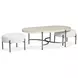 Jennings Edgecomb Gray and Weathered Antique Nickel Oval Cocktail Table with 2 Ottomans
