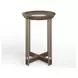 Kingsmere Walnut and Tarnished Silver Round Glass Top Accent Table