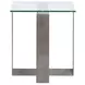 Whitehall Aged Pewter and Chrome Pucks Rectangular Glass Top End Table