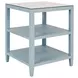 Amie Textured Light Blue Linen 3 Tier Square Side Table