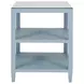 Amie Textured Light Blue Linen 3 Tier Square Side Table