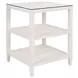 Amie Textured White Linen 3 Tier Square Side Table