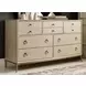 Lenox Alabaster and Gold 8 Drawer Straddella Dresser with Rectangular Anaheim Mirror