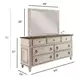 Southbury Parchment and Brown 7 Drawer Dresser with Rectangular Landscape Mirror