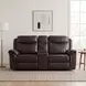 Aram Dark Brown 80" Double Glider Reclining Console Loveseat