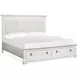 Crownfall Whisper White and Cerused Nutmeg Queen Upholstered Storage Panel Bed