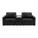ModMax II Black Leather 3 Piece Sectional Loveseat with Audio Console