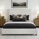 Kimberly Mystical Linen and Dark Brown King Upholstered Panel Bed