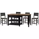 Austin Natural Mango and Black Rectangular Kitchen Island Dining Room Set