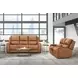 Belmont Lyric Caramel Leather 77" Zero Gravity Power Reclining Loveseat with Console and USB Charging