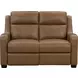 Ayden Hillwood Toffee Leather 60" Power Reclining Loveseat with Power Lumbar and USB Charging