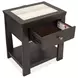 Bellamy Coffee Bean and Beige 1 Drawer Open Stone Top Nightstand with USB Charging