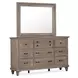 Lancaster Dovetail Gray 9 Drawer Dresser with Rectangular Mirror