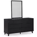 Danziar Black 6 Drawer Dresser and Rectangular Mirror