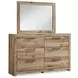 Hyanna Tan Brown 6 Drawer Dresser and Rectangular Mirror