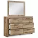 Hyanna Tan Brown 6 Drawer Dresser and Rectangular Mirror
