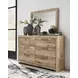 Hyanna Tan Brown 6 Drawer Dresser and Rectangular Mirror