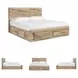 Hyanna Tan Brown Queen Panel Storage Bed with 2 Under Bed Storage Drawer